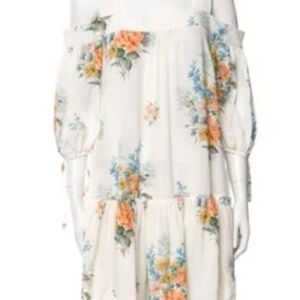 Alexander McQueen White and Orange Floral Dress